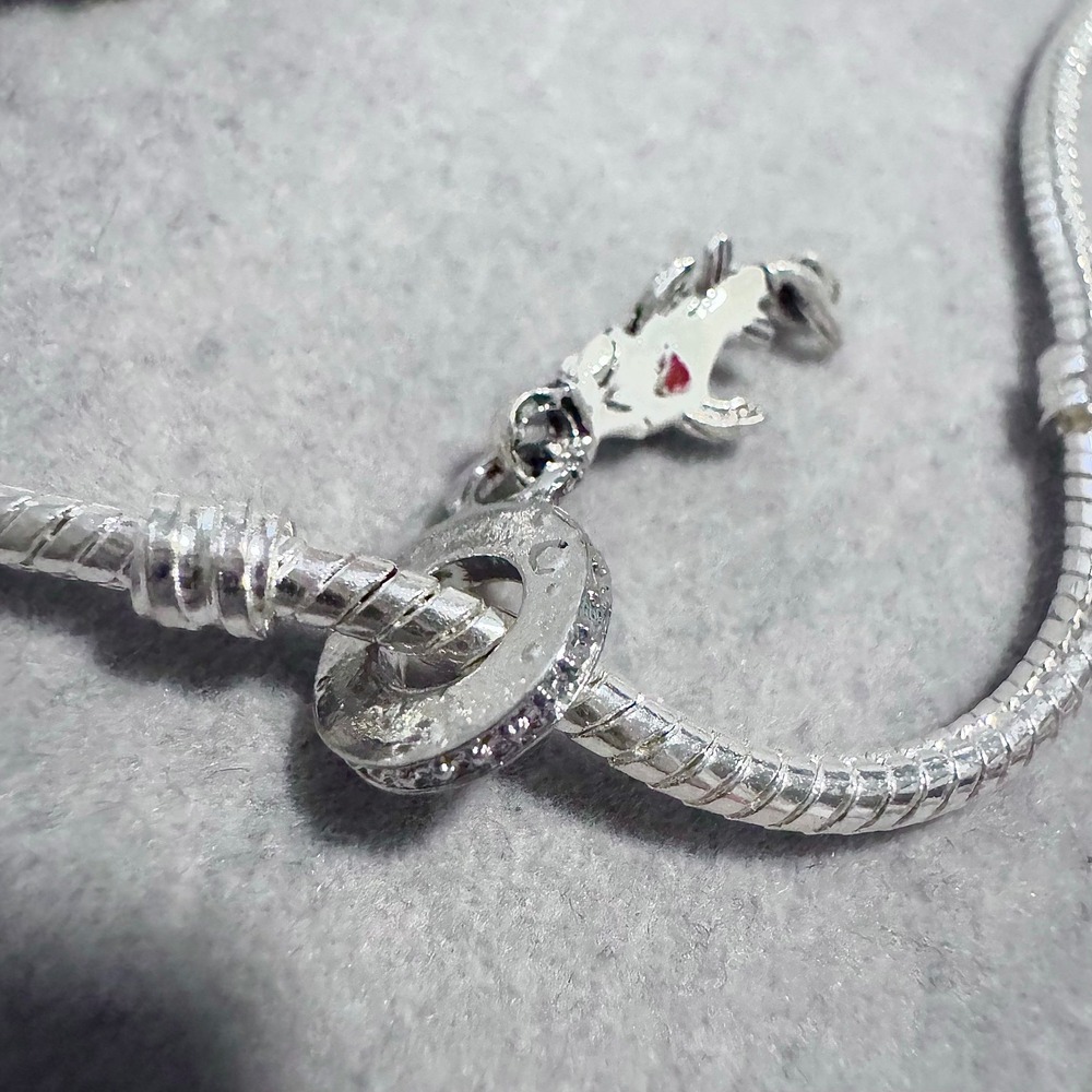 Silver Tone White Koi Fish Charm Bead Red Accents Compatible Pandora Bracelet - Picture 9 of 9